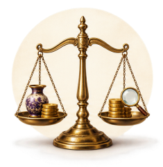 Antique valuation balance scale